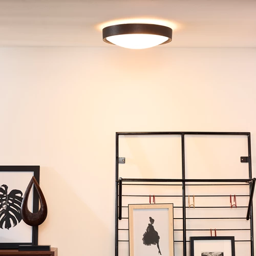 Lucide LEX - Plafonnière - Ø 33 cm - 2xE27 - Zwart - sfeer 1